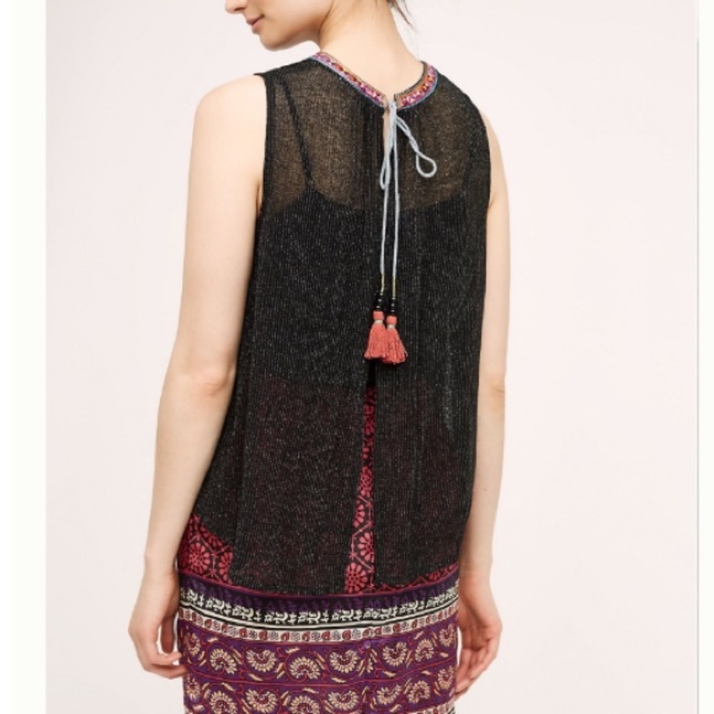 Anthropologie Eri and Ali Merletta sheer tie-back top size M